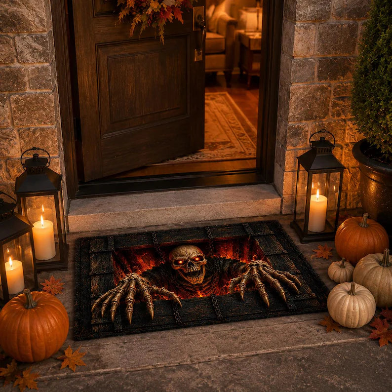 Halloween 3D Illusion Rug, Skeleton Skull Floor Mat, Graveyard Doormat, Creepy Gothic Home Decor, Spooky Halloween Rug 279d8957-7f53-4a45-9aa3-3c9d26e27a25-rt-1-.webp