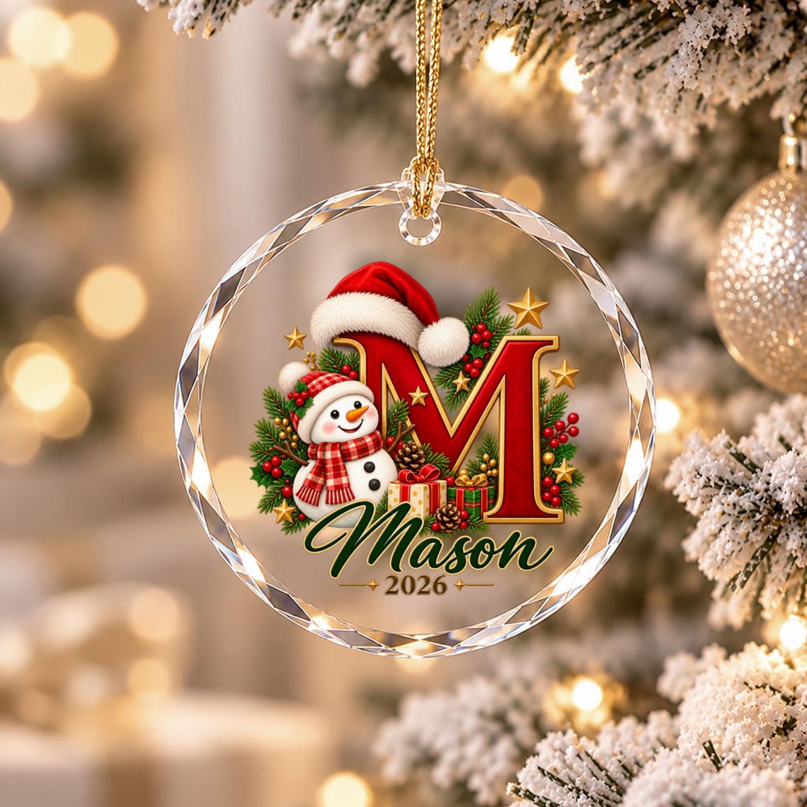 Personalized Snowman Glass Christmas Ornament, Custom Initial and Name Ornament, Round or Heart Glass, Kids Christmas Gift 27b6f856-38b0-4e5c-b6f7-793c222095ba-4.jpg