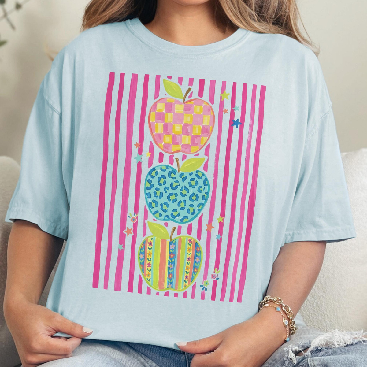 Comfort Colors Teacher Shirt, Colorful Apple Teacher Tee, Preppy Back to School Shirt, Cute Teacher Appreciation Gift 27d0d555-ba64-4e96-b1ed-0e2cd795410d-2.png
