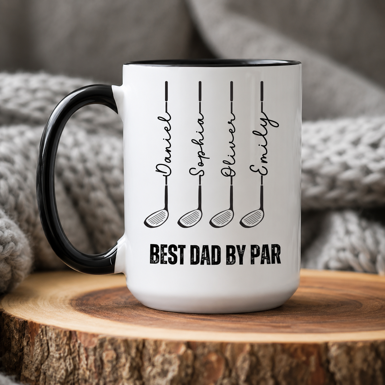 Best Dad by Par Mug Personalized Golf Gift for Dad with Kids Names Fathers Day for Golfer Coffee Cup for Cool Dad Club Golf Lover Coach Gift