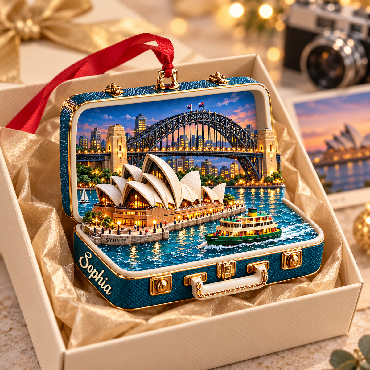 Personalized 3D Sydney Landmark Suitcase Christmas Ornament – Sydney Australia Travel Souvenir & Gift for Sydney Lovers 2814dc54-52ea-4758-8944-eba8bb3129b9-Sydney-ornament-in-an-ivory-gift-box-3-1-.png