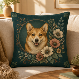 Art Nouveau Corgi Botanical Pillow - Pillow 2824fe89-fb27-4872-9df3-2302c409a276.png