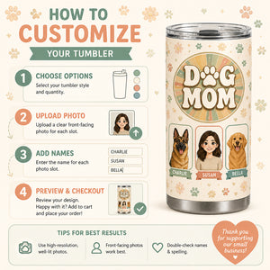 Dog Mom Retro Portrait Tumbler — 1 Person + 2 Pets (Names) - Personalized Tumbler 283cd67d-ab7a-4c04-a256-b2da3c4c484d.jpg