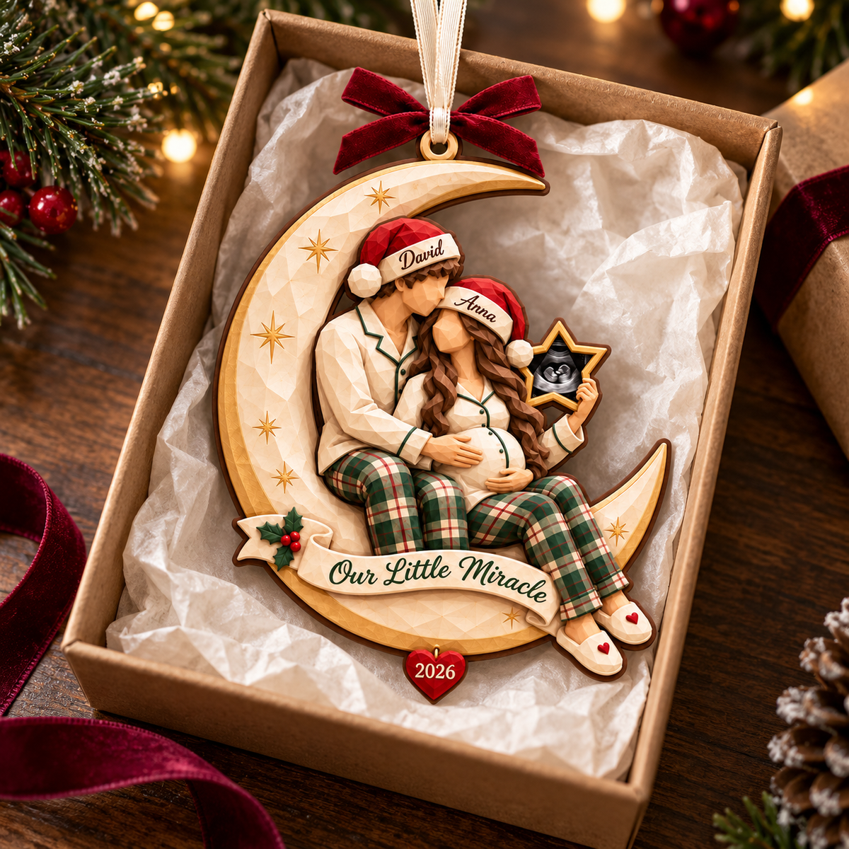 Personalized Pregnancy Christmas Ornament 2026 – Our Little Miracle Moon, Custom Couple Names, Baby Announcement Gift for Parents to Be 285b0508-a91c-47b8-a89e-ad428a358f26-Our-Little-Miracle-Moon-Keepsake-3.png