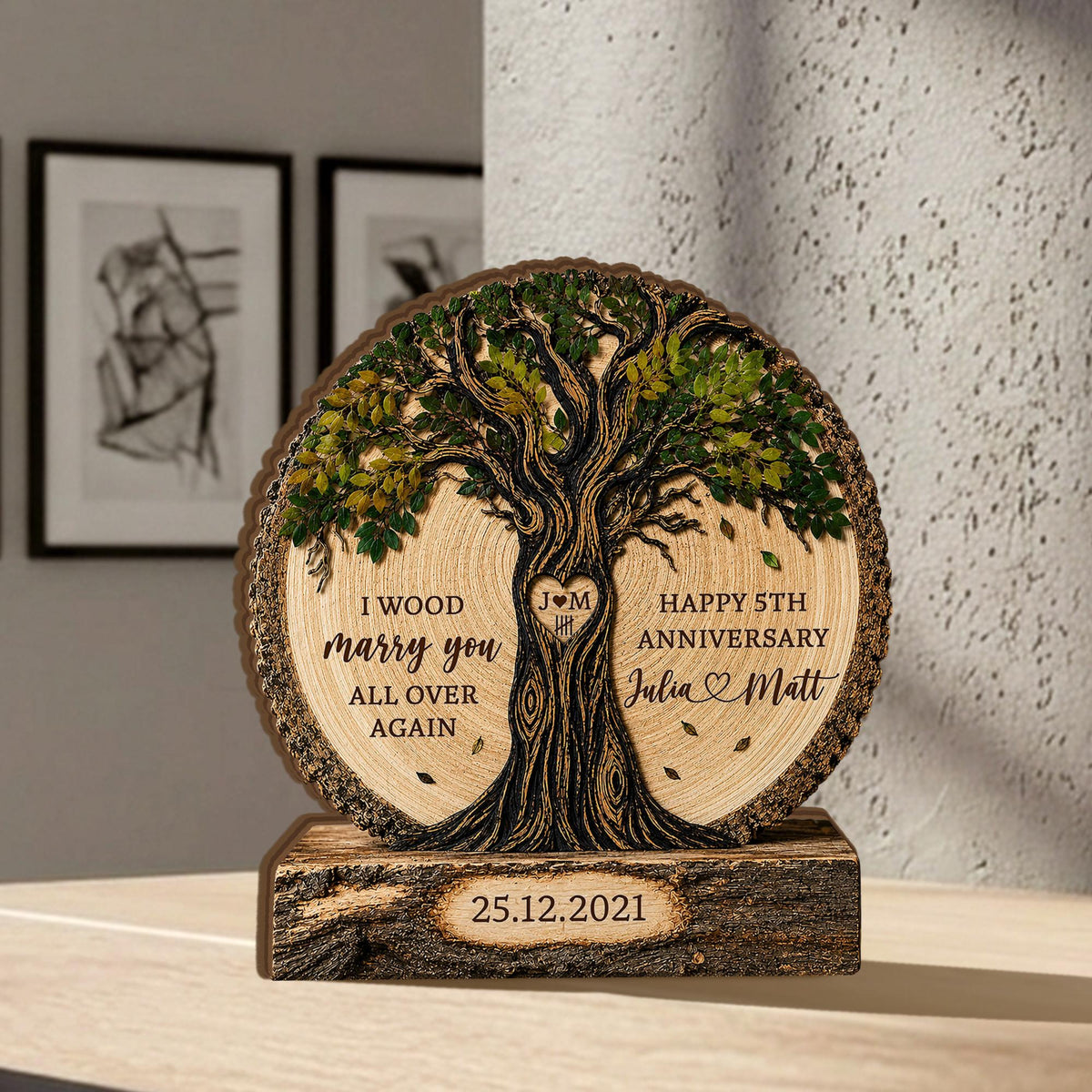 Personalized Couple Tree Wooden Block, Wood Anniversary Gift For Couples, Wedding Gift for Wife Husband,Family Keepsake,5th Anniversary Gift 28688b17-35ca-4610-90d3-fb8a59b2175f-3.jpg