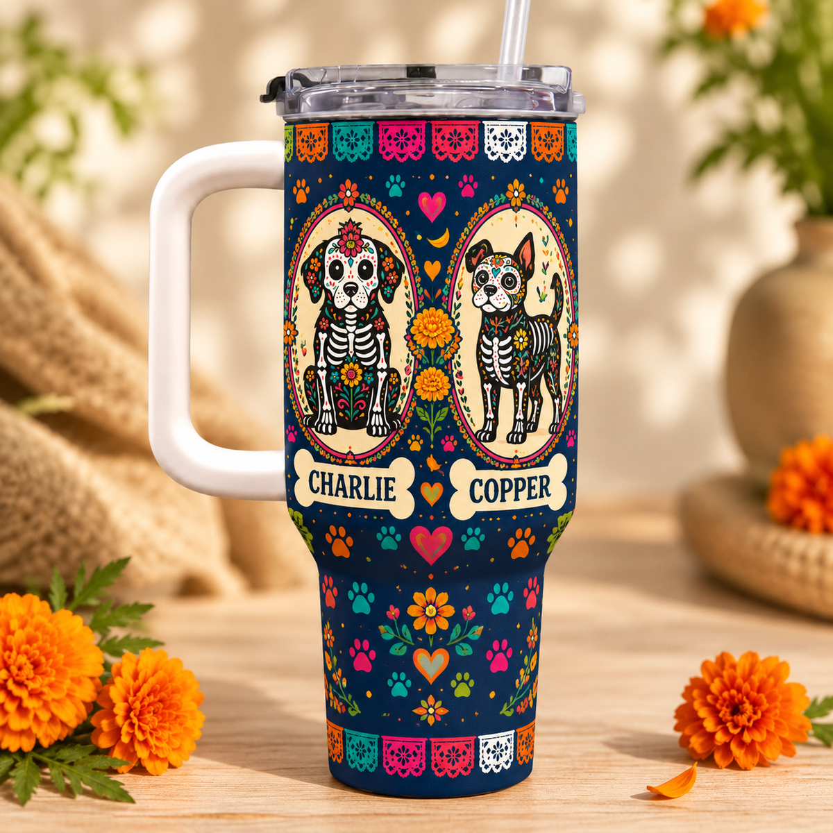 Personalized Dog Memorial 40oz Tumbler with Handle, Custom Pet Names, Day of the Dead Dog Lover Gift 288f4290-8482-497d-9139-890621c75abd-40oz.png