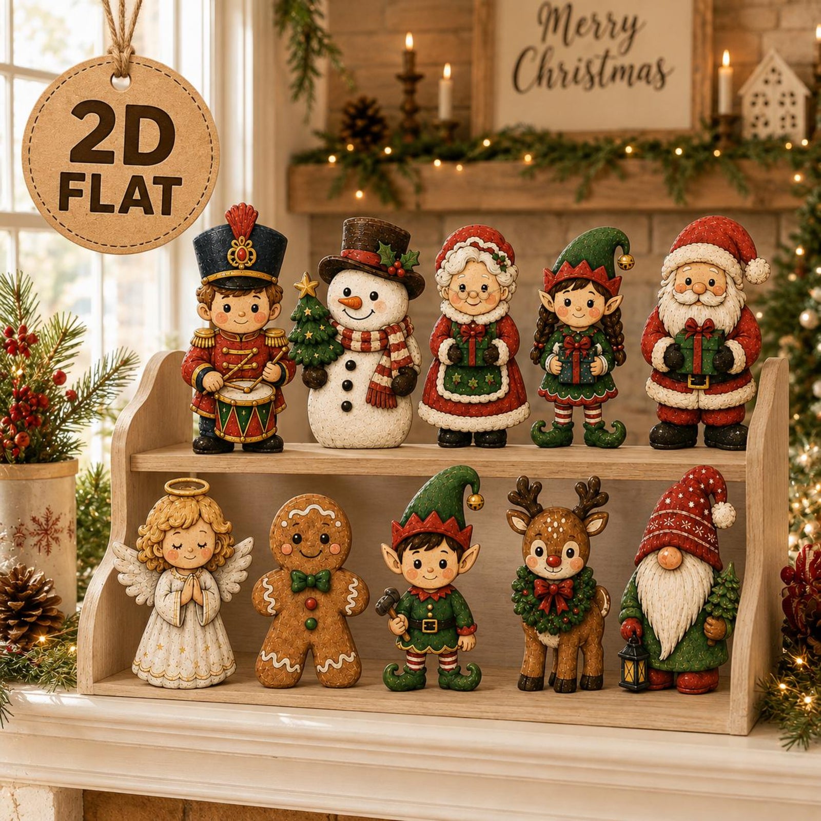 Vintage Christmas Decor Indoor, Retro Wooden Block for Shelf Decor, Cute Santa Snowman Reindeer Elf Angel, Rustic Winter Housewarming Gift 28921150-a30d-43a1-a524-a26025bee155-1.jpg