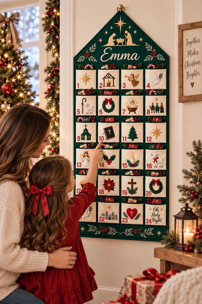 Personalized Nativity Fabric Advent Calendar, 24 Pocket Christmas Countdown, Custom Name Christian Wall Hanging, Kids Holiday Decor 28a92ebc-3249-4f28-a1c8-ce5fef9bdee5-il_1588xN.8566081038_iina.jpg