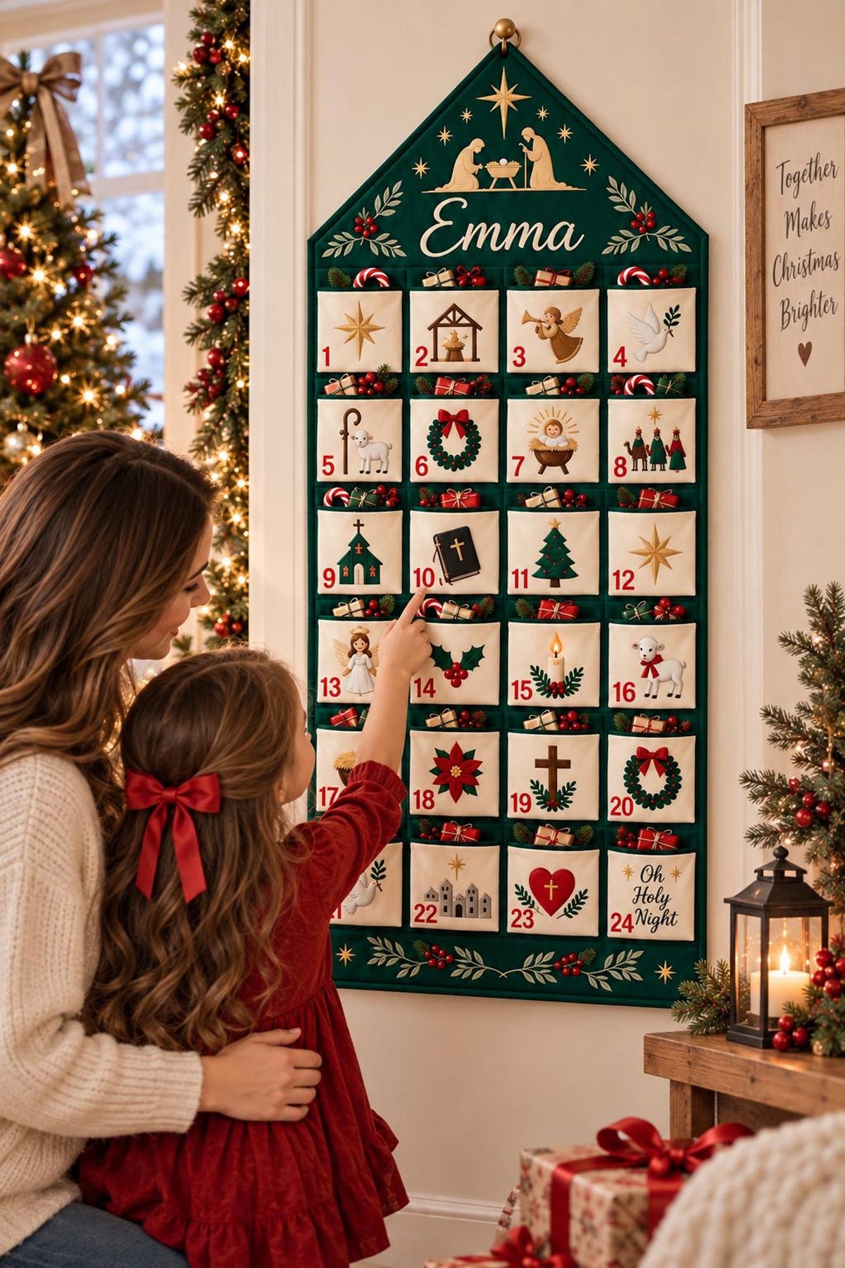 Personalized Nativity Fabric Advent Calendar, 24 Pocket Christmas Countdown, Custom Name Christian Wall Hanging, Kids Holiday Decor 28a92ebc-3249-4f28-a1c8-ce5fef9bdee5-il_1588xN.8566081038_iina.jpg
