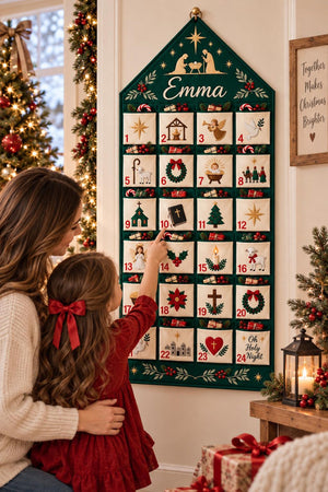 Personalized Nativity Fabric Advent Calendar, 24 Pocket Christmas Countdown, Custom Name Christian Wall Hanging, Kids Holiday Decor 28a92ebc-3249-4f28-a1c8-ce5fef9bdee5-il_1588xN.8566081038_iina.jpg