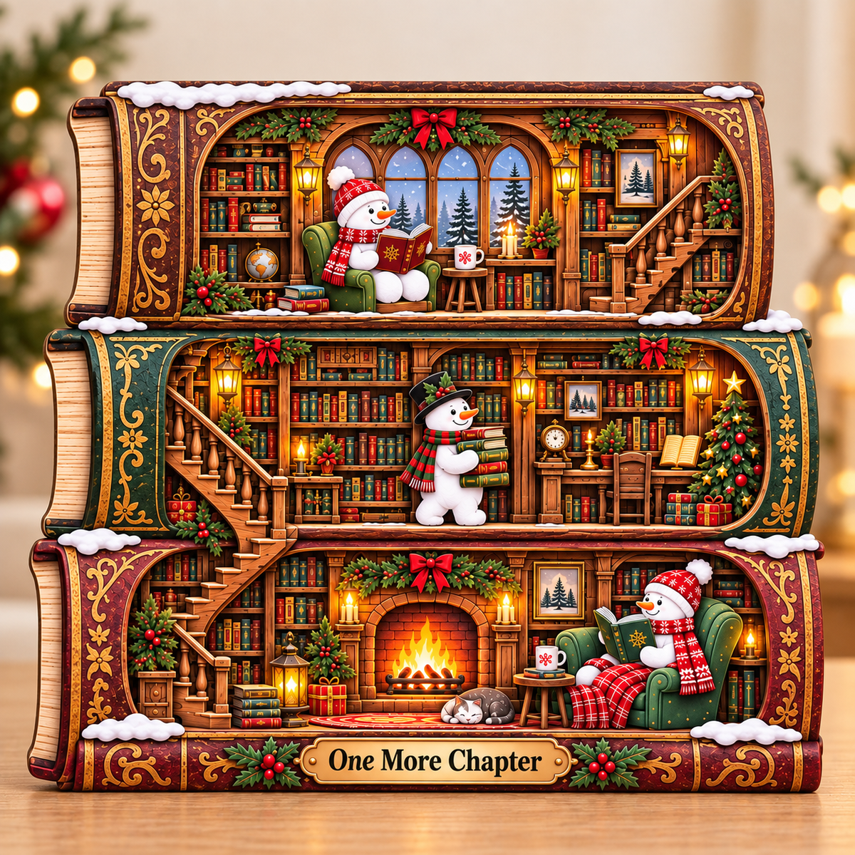 Snowman Stacked Books Wooden Block, Cozy Library Christmas Decor, One More Chapter Shelf Sign, Reading Lover Gift, Bookish Christmas Gift 28aa9667-cfd5-42c8-ba58-b17cbb1abbf7-Three-Book-Christmas-Library-Plaque-2.png