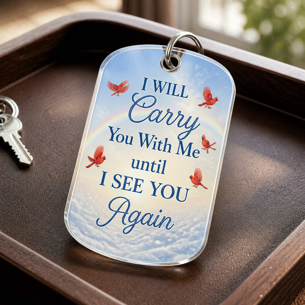 Memorial Cardinal Rainbow Photo Keychain – I Will Carry You With Me - Personalized Acrylic Keychain 28af42f5-c076-451f-b0a1-7cabbe68afcd.png