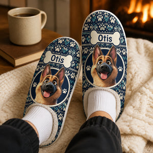 Cozy Pup Name Slippers – German Shepherd Cartoon on Fair Isle - Personalized Fleece Slipper 28b07cc8-763d-449f-ad4d-348f45a3ab8f.jpg