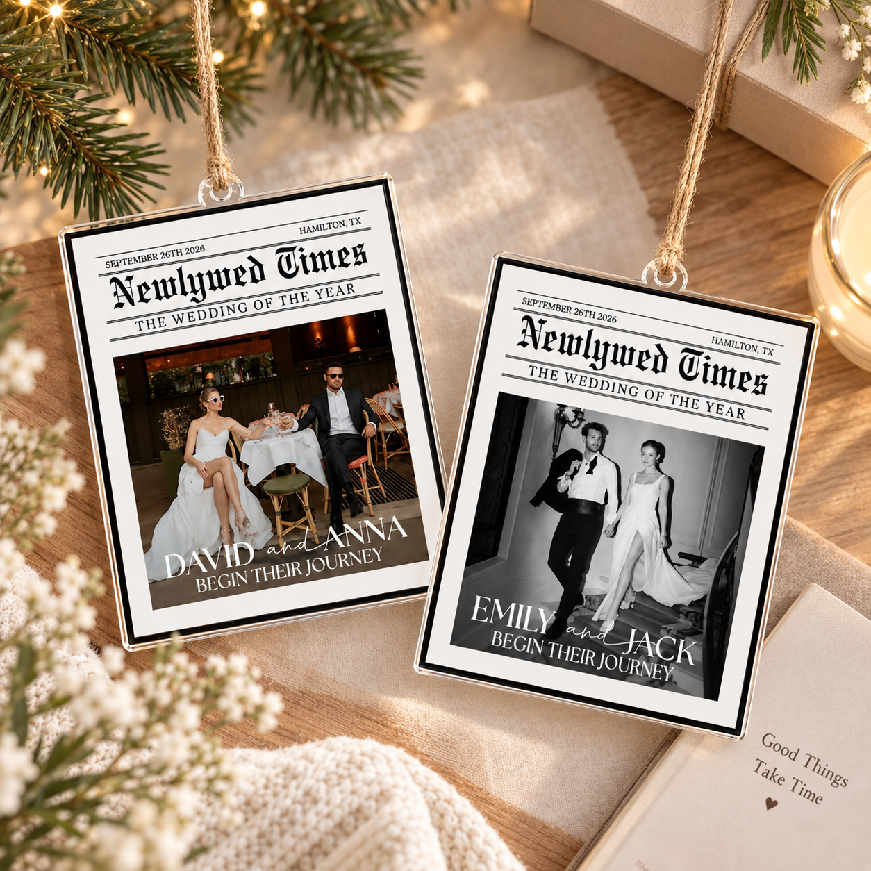 Personalized Wedding Photo Newspaper Ornament: Newlywed Times Ornament, Just Married Ornament, 2026 First Anniversary Gift for Couple 28b3c937-8f5e-4f4d-978d-eda934b1e03f-2e12c776-ec6c-4db3-9eca-33ed595d6cac.png