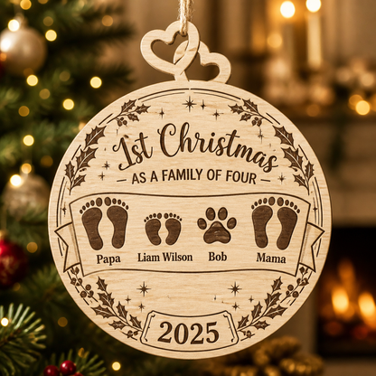 Family of Four 1st Christmas Interlocking Hearts Wood Ornament – Names & Year - Personalized Interlocking Hearts - Wooden Ornament 28c635d9-b46b-4143-ada2-93052b0f0751.png