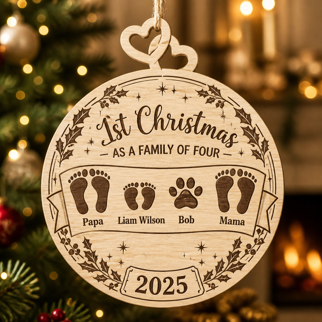 Family of Four 1st Christmas Interlocking Hearts Wood Ornament – Names & Year - Personalized Interlocking Hearts - Wooden Ornament 28c635d9-b46b-4143-ada2-93052b0f0751.png