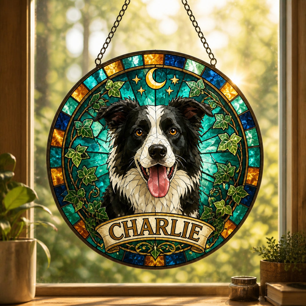 Custom Stained-Glass Pet Suncatcher with Name Banner - Personalized Suncatcher Stained Glass 28cdb663-0416-4ae5-848d-669e9bea81e4.jpg