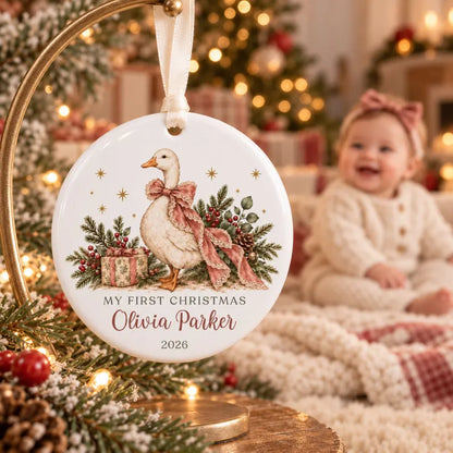 Personalized Baby Girl First Christmas Ornament, Coquette Pink Bow Goose, Custom Name Girls First Xmas Ornament, Baby Girl Keepsake Gift 2912ec3a-fc5e-4ba9-8c7c-b9d8964a660f-dfhy-1-.webp