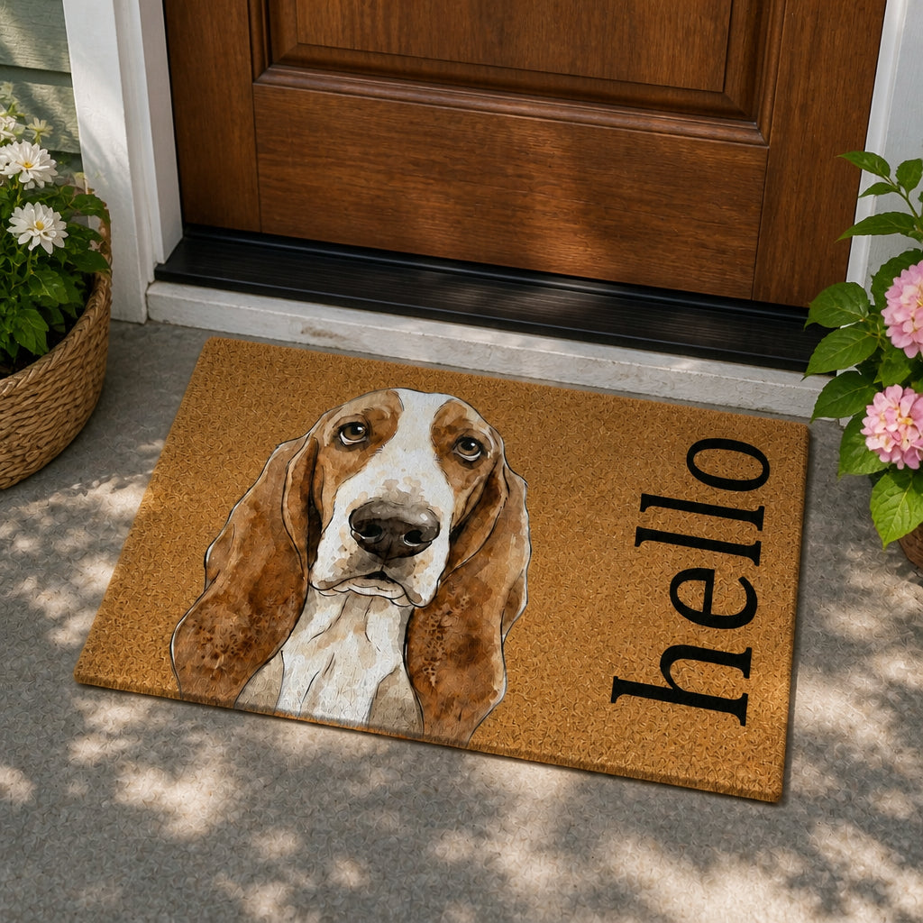 Hello Basset Hound Welcome Doormat - Doormat 2929d013-c7c6-432f-b12e-044969a4d39e.jpg