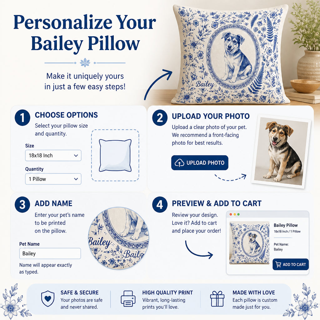 Custom Pet Cameo Toile Pillow – Photo-to-Ink Portrait with Name - Personalized Pillow 292ad97a-6c05-4b27-8351-7c08c46ae084.jpg