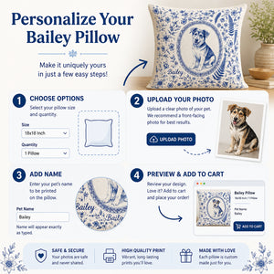 Custom Pet Cameo Toile Pillow – Photo-to-Ink Portrait with Name - Personalized Pillow 292ad97a-6c05-4b27-8351-7c08c46ae084.jpg