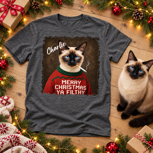 Funny Christmas Smoking Cat Upload Pet Photo - Personalized Shirt - Sarcastic Holiday Meme Tee, Cool Cat Lover Gift, Vintage Grunge Xmas Cat Gift, Ironic Pet Shirt 292b1c55-2cef-46bf-abf3-828d52ece457-4-5-.jpg