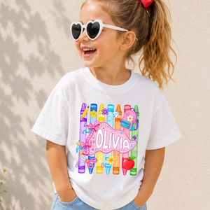 Custom Girls Back to School Shirt, Coquette School Top, Cute Pre K Kindergarten Shirt, First Day Of School Pennant, Kids Name Toddler Tee 292df6a7-938a-4d96-b223-f5fbeda5fda2-9.png
