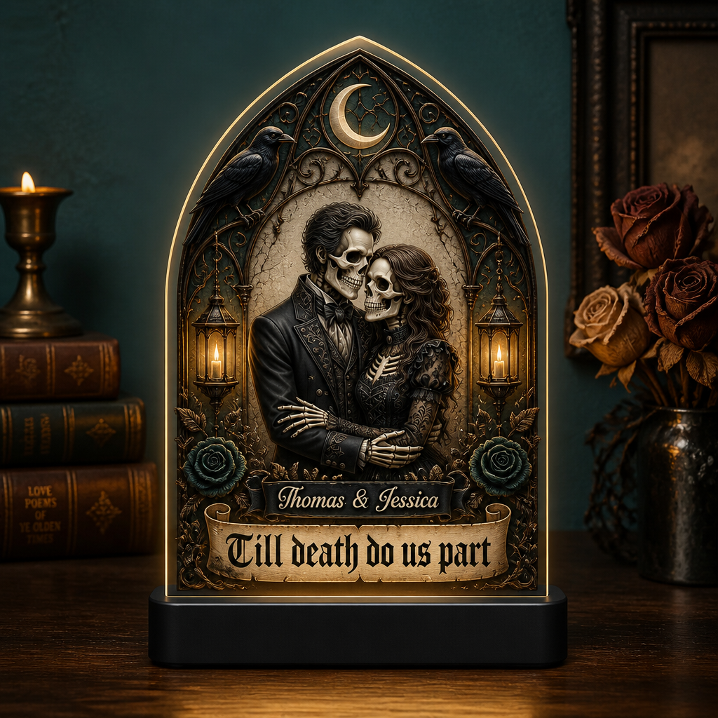 Gothic Skeleton Couple Night Light — Till Death Do Us Part (Photo + Names) - Personalized Acrylic Night Light 293b4ae3-b0c3-4590-a893-edd99a36fe74.png