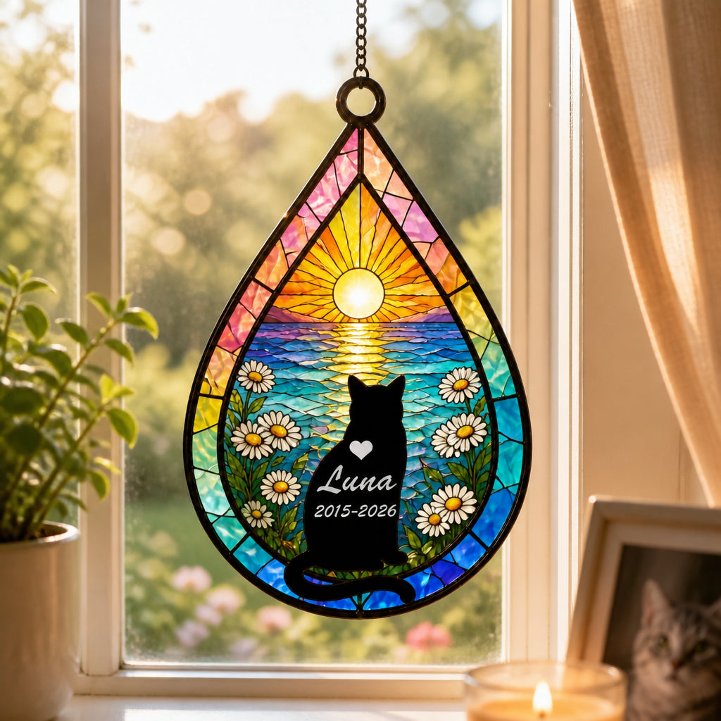 Personalized Cat Memorial Stained-Glass Suncatcher (Name & Years) - Personalized Suncatcher Stained Glass 294bad7a-45b3-4de9-8bae-94fe29b1e7e5.jpg