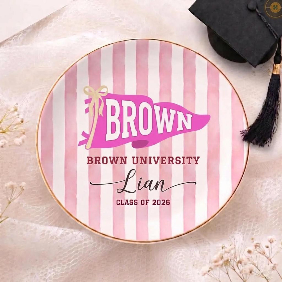 Personalized School Pennant Flag Ring Dish, Custom Graduation Jewelry Dish, College University Graduation, Class of 2026, Gifts For Her 294c3879-6fa7-4a61-81a7-fdb84f3d05ef-9.jpg