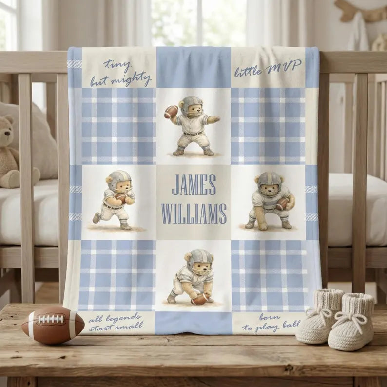 Personalized Football Baby Blanket, Teddy Bear Sports Nursery Decor, Soft Baby Boy Name Blanket, Custom Newborn Boy Gift, Football Nursery 2957c272-3c41-4caa-8ede-1fefee800eb6-fhgrt-4-.webp