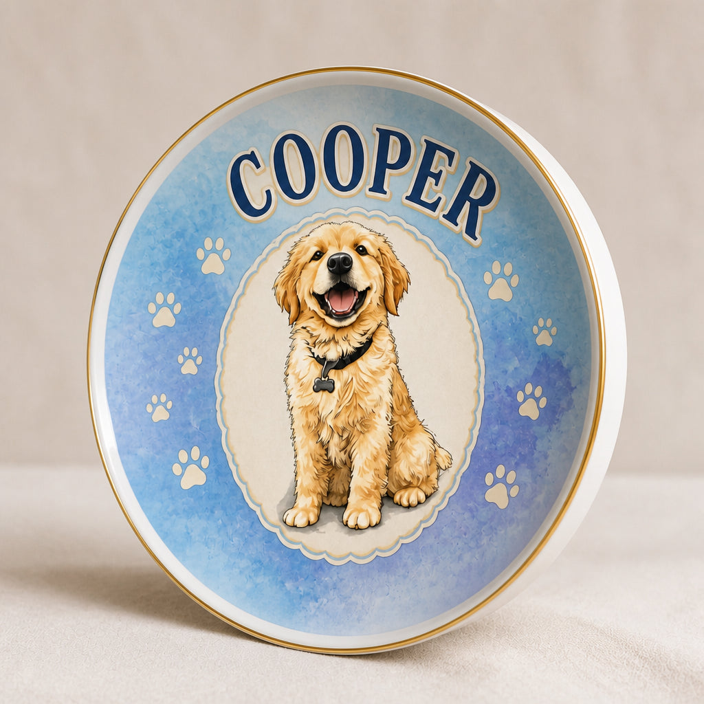 Custom Pet Portrait Jewelry Dish – Arched Name & Pawprint Pattern - Personalized Jewelry Plate 296a5785-06ba-471d-b729-75211adfe3b6.jpg