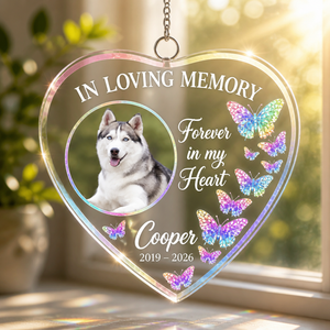 Pet Memorial Heart Suncatcher — In Loving Memory • Forever in My Heart (Photo, Name, Years) - Personalized Suncatcher Ornament 29a359dd-ec38-489e-9b28-b15416a1ca36.png