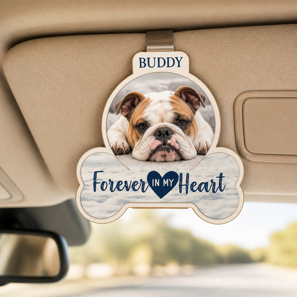Pet Memorial Car Visor Clip – Photo + Name – Forever In My Heart - Personalized Wooden Car Visor Clip 2 Layer 29b0efd9-b41c-41ea-8cda-afa7e6de051d.jpg