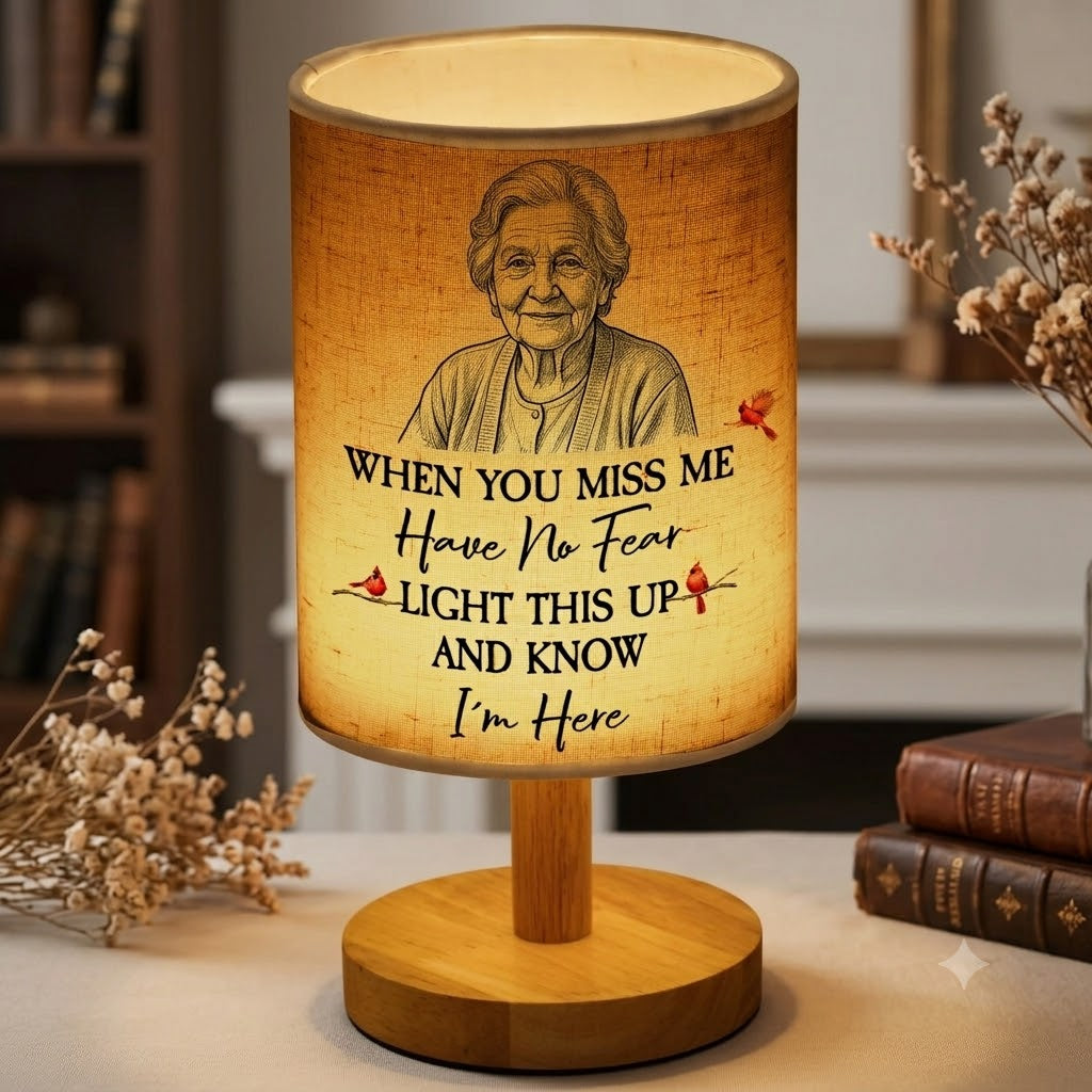 Memorial Gift Custom Photo Sketch Line Art - Personalized Fabric Lamp