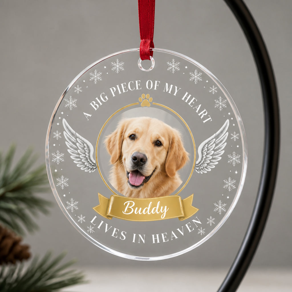 Pet Memorial Photo Ornament — A Big Piece of My Heart Lives in Heaven - Personalized Transparent Acrylic Ornament 29ce5b14-0d5d-492f-a745-ea363302087a.jpg