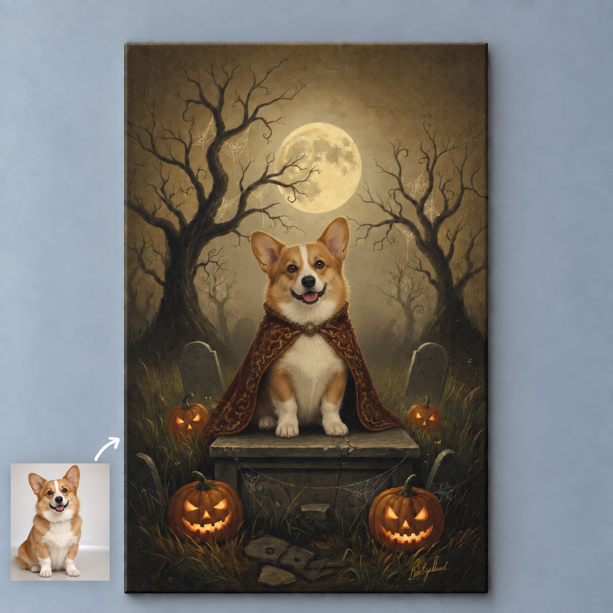 Custom Cat Portrait – Gothic Cat Wall Art, Spooky Halloween Pet Portrait, Dark Academia Cat Poster, Haunted House Canvas 29faeaac-9b30-4521-9f9a-a74887523ea3-Corgi-d-i-tr-ng-v-ng-huy-n-b-.png