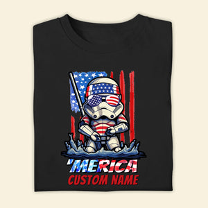 Personalized 4th Of July Fishing Shirt - Merica Us Flag - July 4 Gifts For Fishing Lover - Custom Name