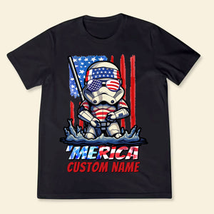 Personalized 4th Of July Fishing Shirt - Merica Us Flag - July 4 Gifts For Fishing Lover - Custom Name