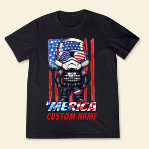 Personalized 4th Of July Police Shirt - Merica Us Flag - Gifts For The 4th Of July For Police - Custom Name