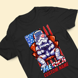 Personalized 4th Of July Game Shirt - Merica Us Flag - Independence Day Special Gift For Game Lover - Custom Name