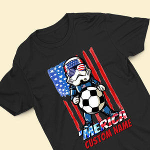 Personalized 4th Of July Soccer Shirt - Merica Us Flag - Independence Day Special Gift For Soccer Lover - Custom Name