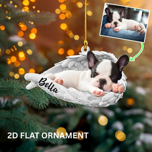 Personalized Photo Dog Loss Memorial Ornament, Sleeping Pet Within Angel Wings, Loss Pet Gifts, Dog Lovers Gift, Custom Pet Ornament Gift