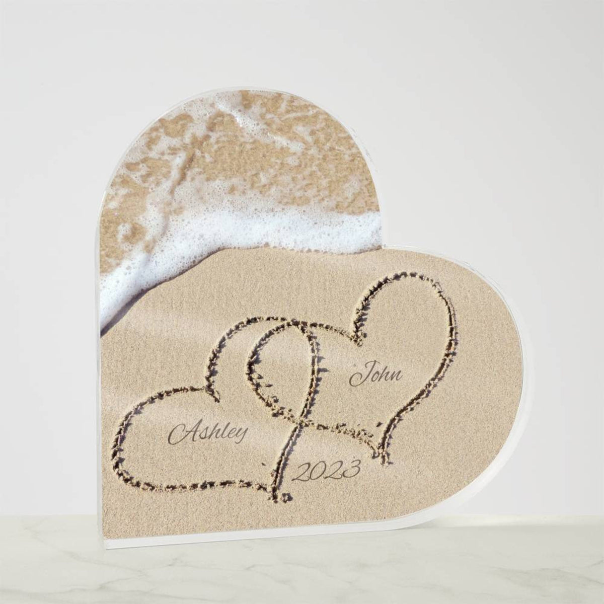 Name in the Sand, Beach Art, Beach Valentine, Beach Wedding Gift, Heart Plaque, Wedding Keepsake, Couple Gift