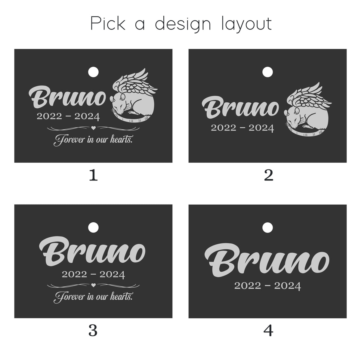 Custom Tall Hanging Rat Memorial Plaque, Slate Sign and Stainless Steel Stake Marker