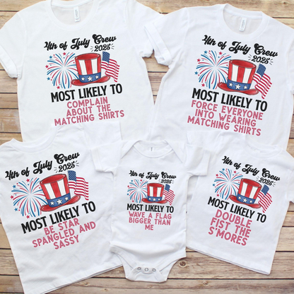 Funny 4th of July Shirts, Most Likely To Fourth of July TShirts, Family Matching Independence Day Tees, Patriotic Friends Group Shirts