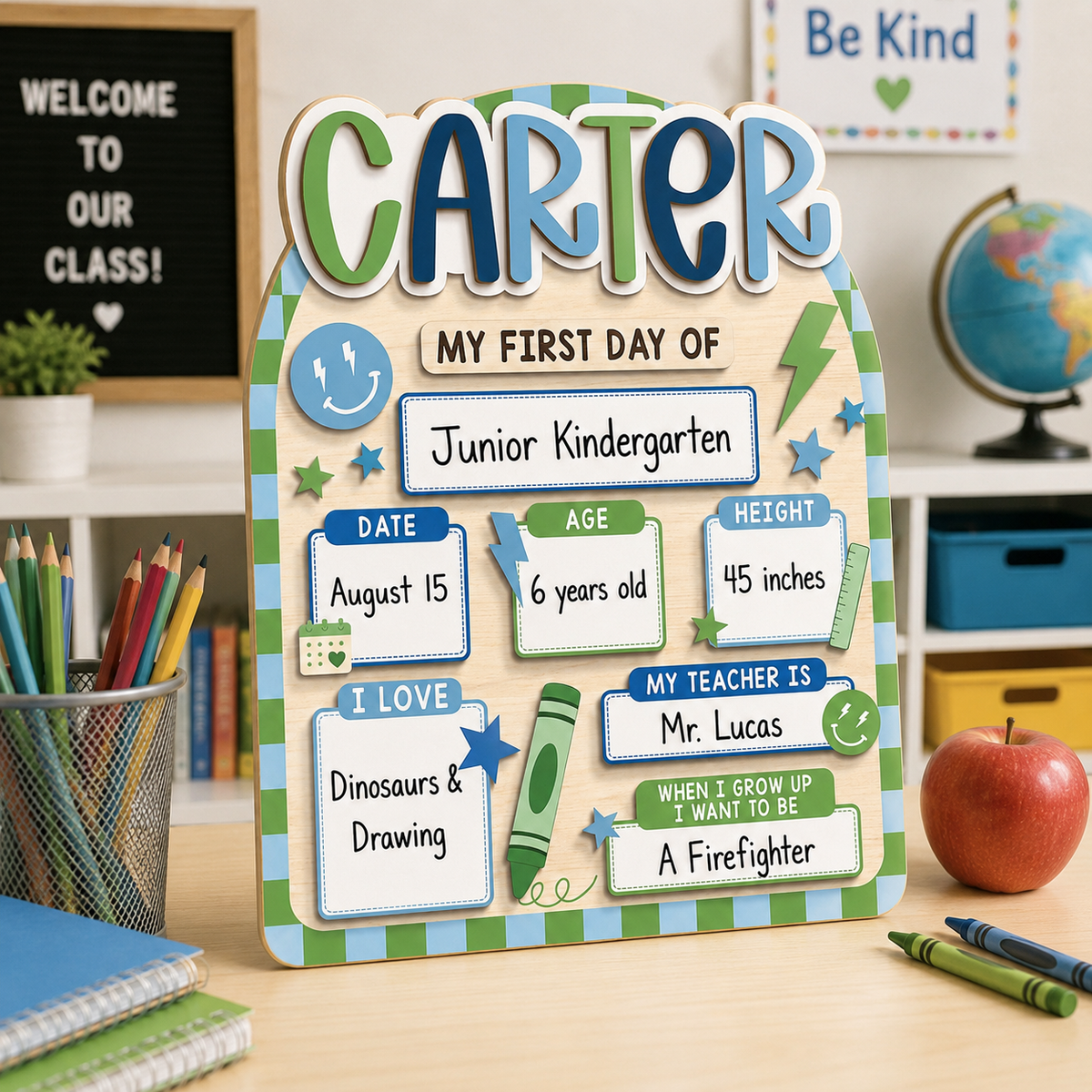 Custom First Day Of School Sign, Back To School Sign for Preschool, Kindergarten 1st Day of School Photo Prop
