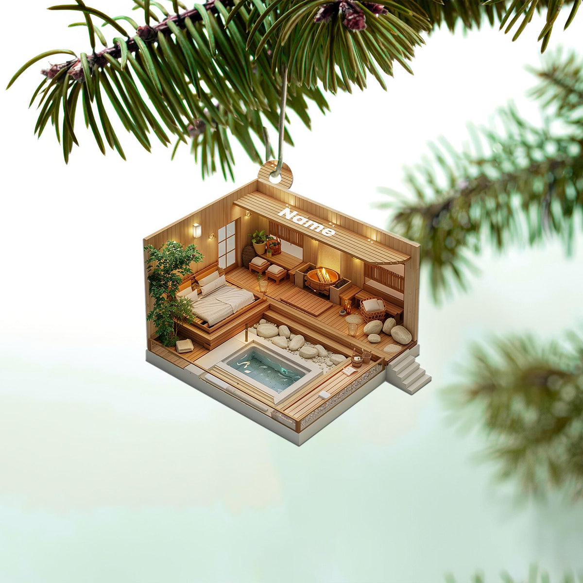 Sauna Room 2D Flat Christmas Ornament, Sauna Xmas Tree Decor, Loved Sauna Ornament, Christmas Hanging Ornament Gift