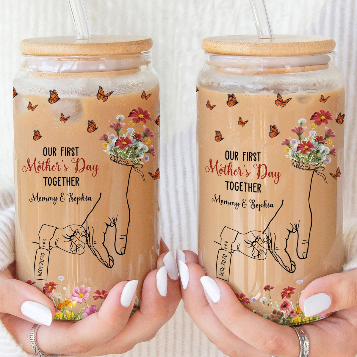 Our First Mother's Day Together - Personalized Glass Tumbler - Gift For New Mom, Mother's Day Gift