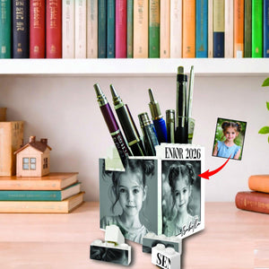 Personalized Brick Pencil Pot with Photo, Senior 2026 Gift for Girl, Custom Desk Organizer, Graduation Keepsake Gift for Daughter